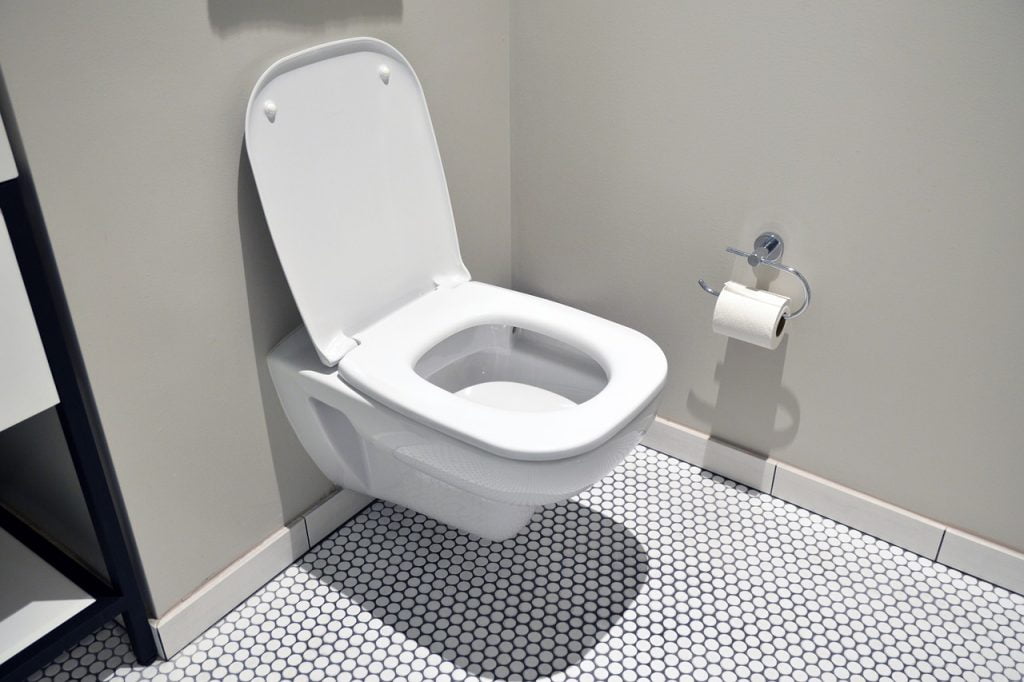 A Modern Toilet Bowl Without Visible Toilet Bowl Tank