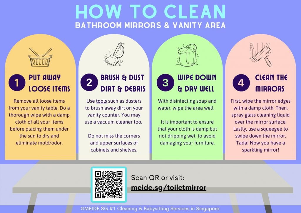 How to clean bathroom mirrors and vanity area!