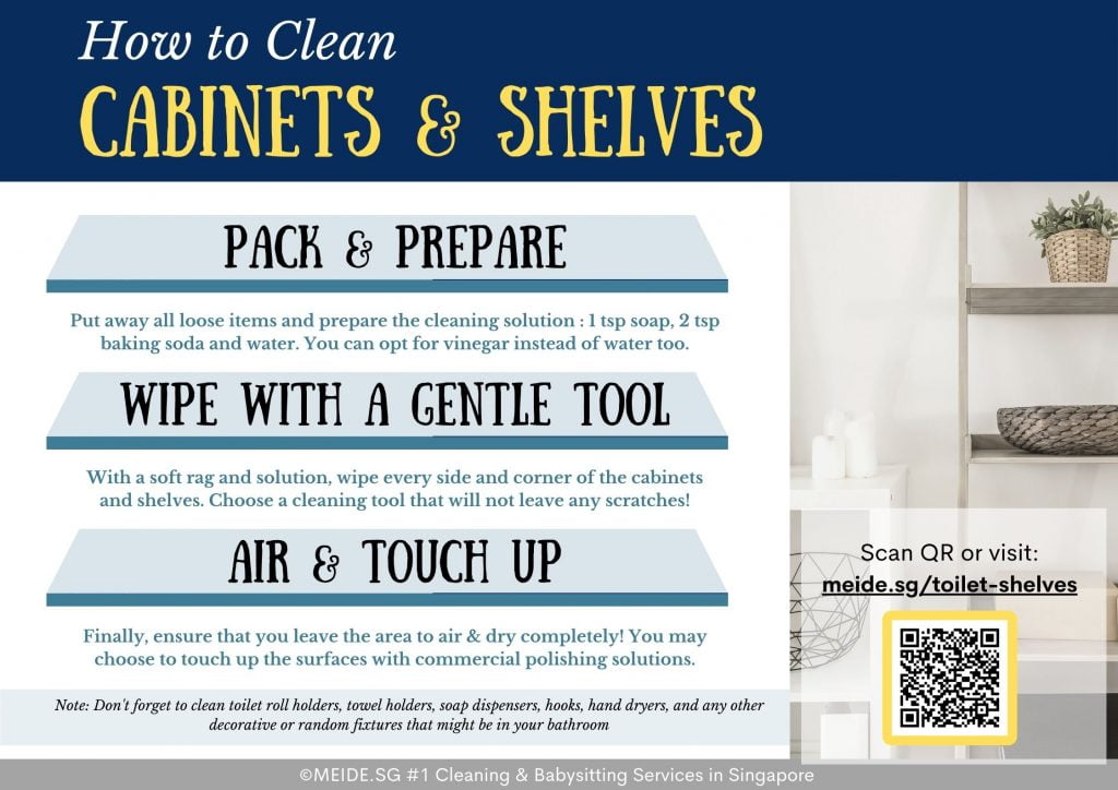 How to clean toilet cabinets and shelves