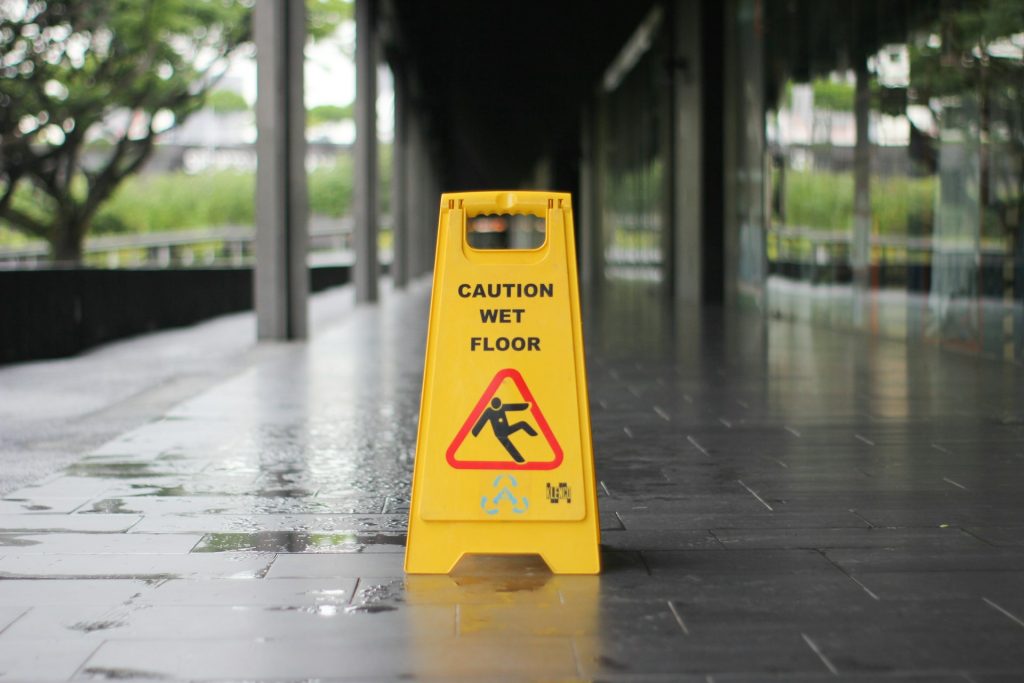Put up warning signs at home to prevent kids and adults from slipping